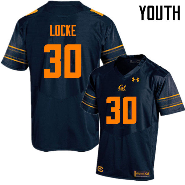 Youth #30 Auston Locke Cal Bears (California Golden Bears College) Football Jerseys Sale-Navy